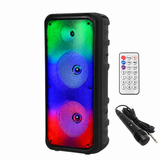 Boxă Portabilă NHE AY 8801, 2 x 8", 1200W PMPO, Bluetooth, RGB, Baterie 3000 mAh, Microfon și Telecomandă