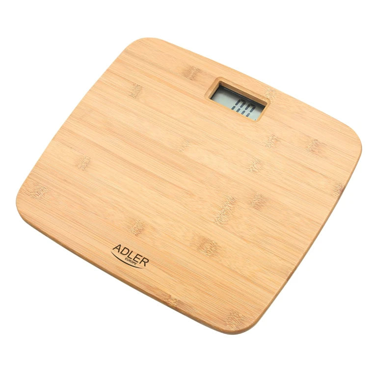 Cântar de Baie Adler AD 8173, Bambus Natural, 150 kg, Precizie 100 g, Afișaj LCD, Auto ON/OFF