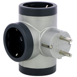 Adaptor priza Legrand Revolution L694523, 3 prize laterale, 16, Aluminiu, Gri