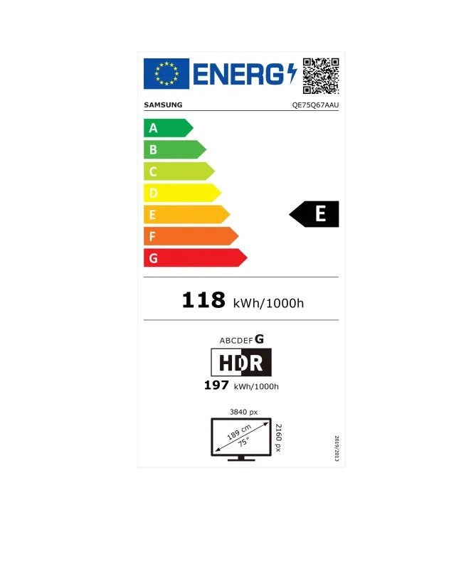 Televizor QLED Smart SAMSUNG 75Q67A, Ultra HD 4K, HDR, 189 cm, Clasa E, Negru