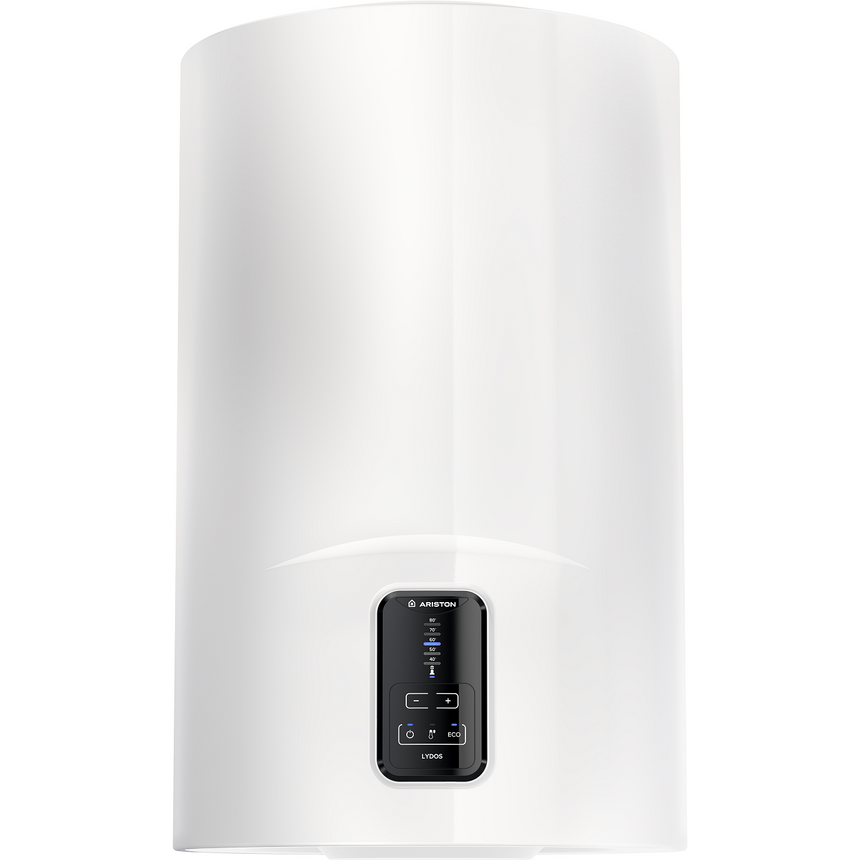 Boiler electric Ariston Lydos Eco 50, 1800 W, 50l, Tehnologie WaterPlus, Display digital, Eco Evo, T-MAX, TitanShield, Rezervor emailat cu Titan, Alb