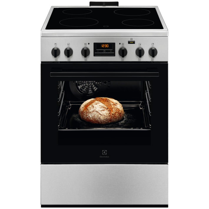 Aragaz Electrolux LKR664100X, Vitroceramica, 4 zone de gatit, Cuptor electric multifunctional , SteamBake, Autocuratare catalitica, Grill electric, Clasa A, 60 cm, Inox
