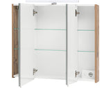 Dulap Baie cu Oglinda Karla, 3 Usi, Iluminare LED, PAL, 80x75 cm, Stejar Deschis