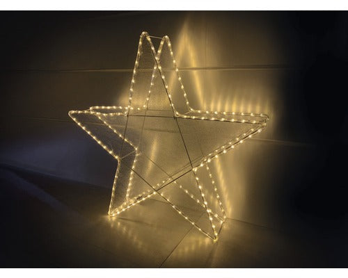 Decoratiune Stea Dubla Lafiora 185 Led-uri Alb Cald