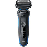 Aparat de ras electric Braun 50-B1000s umed si uscat, baterie Li-Ion, 3 unitati de taiere flexibile, rezistent la apa, albastru