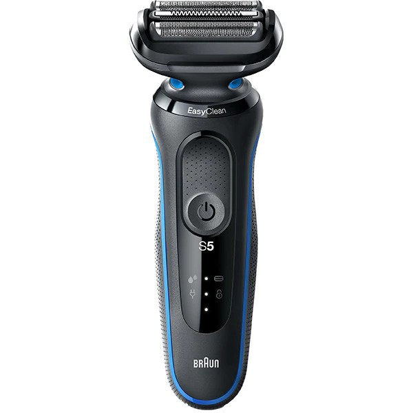 Aparat de ras electric Braun 50-B1000s umed si uscat, baterie Li-Ion, 3 unitati de taiere flexibile, rezistent la apa, albastru