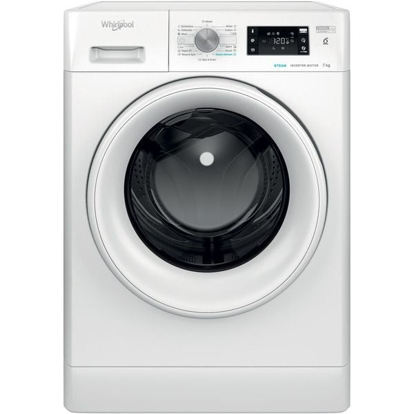 Masina de Spalat Rufe Frontala WHIRLPOOL FFB 7469 WV EE, Steam, 6th Sense, 7 kg, 1400rpm, Clasa A, Alb