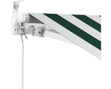 Copertina Retractabila Manuala cu Brat Articulat 3x2,5 m Poliester Dungi Verde Alb