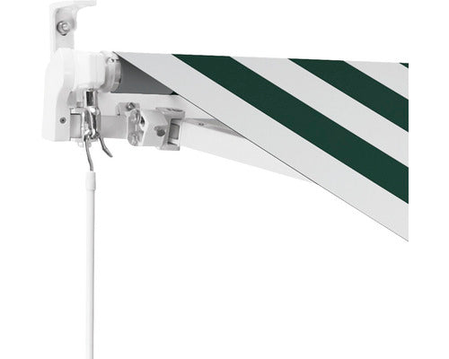 Copertina Retractabila Manuala cu Brat Articulat 3x2,5 m Poliester Dungi Verde Alb