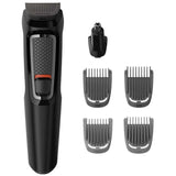 Kit de ingrijire 6 in 1 Philips Multigroom MG3715/14, lame cu ascutire automata, 6 accesorii lavabile, autonomie pana la 60 min, husa de depozitare, Negru