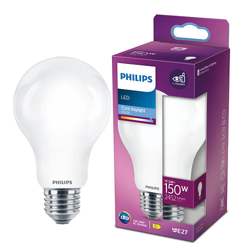 Bec LED Philips Classic A67, 17.5W (150W), 2452 lm, lumina naturala rece (6500K), clasa energetica D