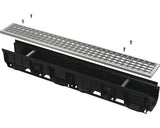 Rigola Polipropilena Alca AVZ102-R103 1000x143x148 mm Gratar Otel Galvanizat Scurgere Verticala Ø110 mm si Orizontala Ø 50/75 mm B 125