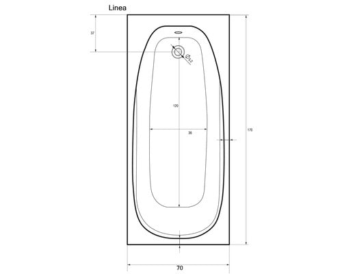 Cada de Baie Rectangulara Sanotechnik Linea, 170x70x38 cm, Acril, 410048, Alb