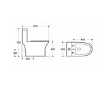 Set vas WC rimless pe pardoseala, include rezervor si capac WC soft close, alb lucios