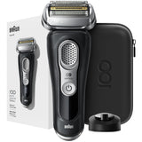Aparat de ras electric Braun Series 9 Max Braun 100 years Design EditionWet&Dry, 40.000 de actiuni de taiere, 5 elemente de taiere, SensoFlex, AutoSense, Statie de incarcare, Trusa de voiaj, Negru/Argintiu