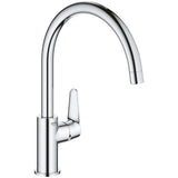 Baterie bucatarie Grohe Start Curve 31554001, monocomanda, 3/8'', cartus ceramic, pipa inalta, pivotanta, aerator, crom