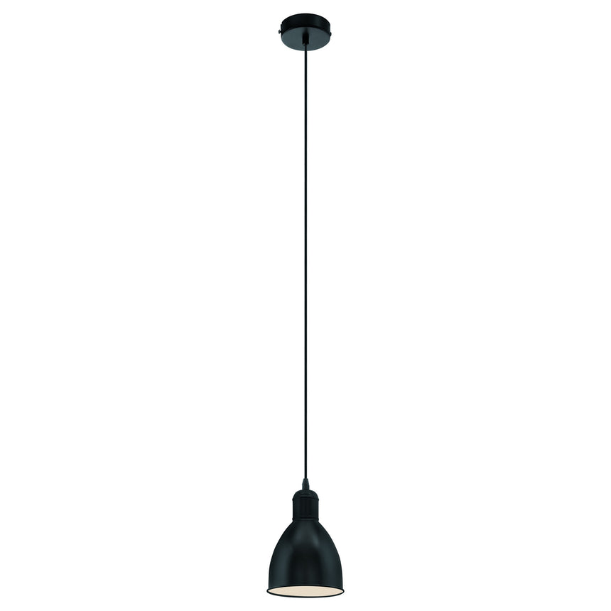 Pendul vintage Priddy, 49464, EGLO, E27, otel negru-alb, 110 x 15.5 cm, inaltime reglabila