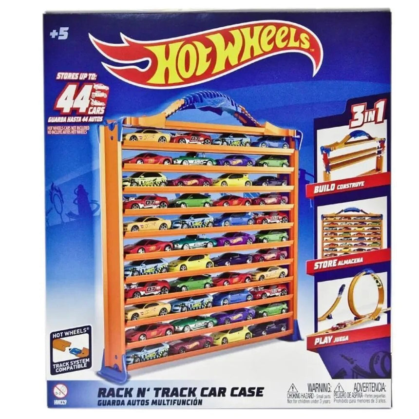 Cutie Hot Wheels, Rack and Track pentru 44 masinute, Portocaliu