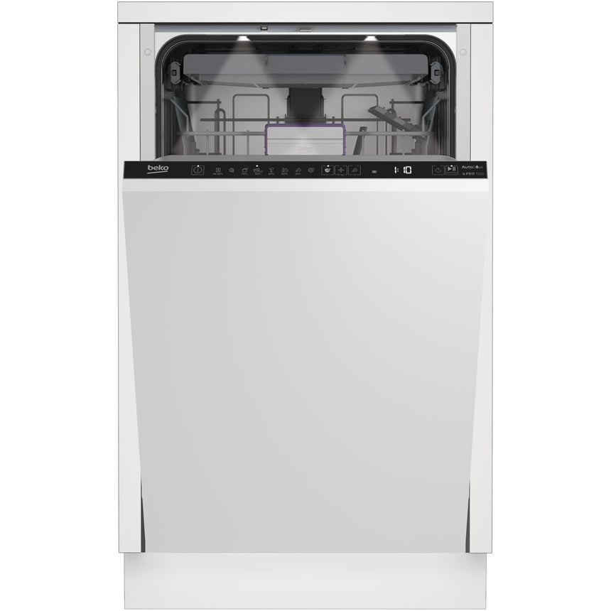 Masina de spalat vase incorporabila Beko BDIS38040A, 10 seturi, 8 programe, Clasa C, AutoDose, Motor ProSmartInverter, AutoGlassShield, SelfDry, Hygiene Intense, Sertar tacamuri, Mini 30, 45 cm