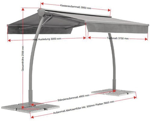 Copertina Retractabila 3,95x3 m Motorizata cu Iluminare LED Bordeaux Uni