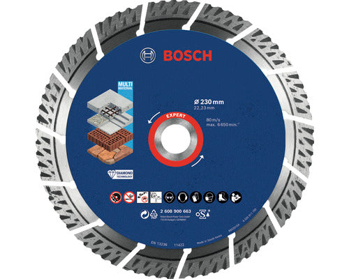 Disc de taiere diamantat Bosch Expert MultiMaterial 2608900663, 230x2.4x15 mm, alezaj 22.23 mm