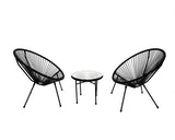 Set Mobilier Terasa 3 Piese 2 Locuri Negru