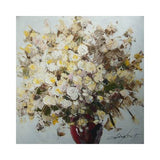 Tablou pictat manual Geranium alb, Mendola Interior, 60 x 60 cm