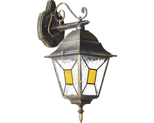 Aplica Felinar In Jos Janel E27 Max. 1x60w, Pentru Exterior Ip44, Negru/Auriu