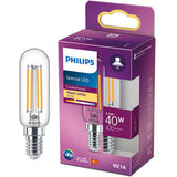 Bec LED lumanare/lustra vintage Philips Classic T25L, E14, 4.5W (40W), 470 lm, lumina alba calda (2700K), clasa energetica F