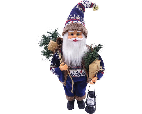 Decoratiune Mos Craciun Lafiora H 40 Cm Albastru
