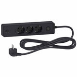 Prelungitor Schneider Unica ST943U3B, cu intrerupator, 2xUSB 5V 2.4A, 3 prize, protectie copii, 3m, Antracit