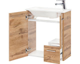 Set Matteo, Include Baza Lavoar si Lavoar Ceramic, 50 cm, Stejar