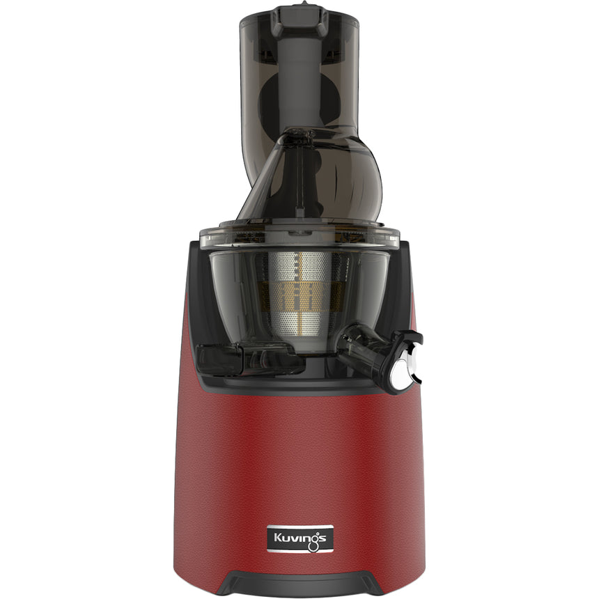 Storcator de fructe si legume cu presare la rece Kuvings EVO820, 240W, 60 rpm, Recipient suc 0.4 L, Tub de alimentare XXL, Functie reverse, Rosu