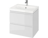 Pachet Cersanit 976 MODUO S801-222-DSM, dulap, 2 sertare, inchidere lenta, manere ascunse + lavoar, 59.5 x 44.7 x 57 cm