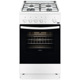 Aragaz Zanussi ZCG510I1WA, Gaz, 4 arzatoare, Aprindere electrica plita + cuptor, Iluminare cuptor, Siguranta plita/cuptor, 50 cm, Alb