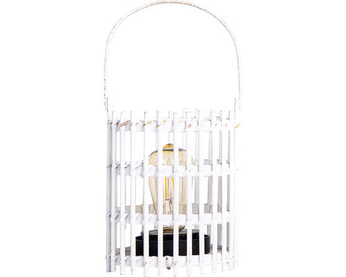 Felinar Solar Lafiora Din Bambus H 22 Cm Alb