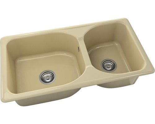 Chiuveta Bucatarie Cu 2 Cuve Fat Classic 213 90x49 Cm, Fara Picurator, Reversibila, Marmura Compozita Capucin Granit