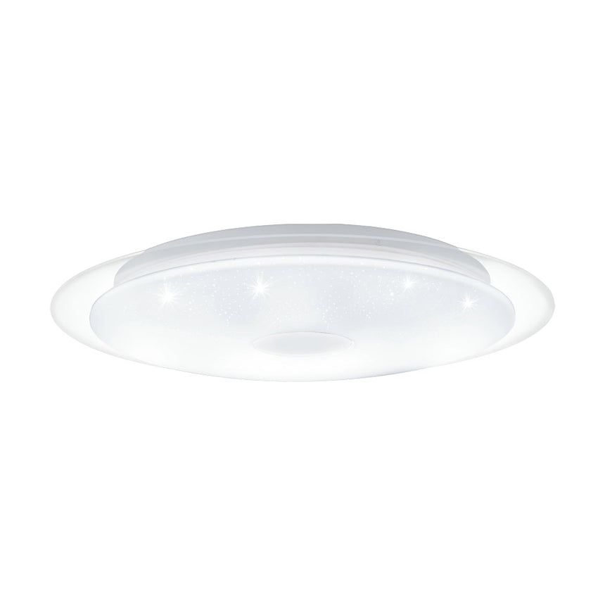 Plafoniera dimabila LANCIANO 1, EGLO, LED, 24W, 1900 lm, lumina calda, neutra, rece, otel, plastic cu efect de cristale, alb, crom, telecomanda inclusa, 7.5 x 40 cm, IP20, A+