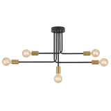 Lustra Gino, Sigma, Metal, Soclu E27, Negru/Auriu