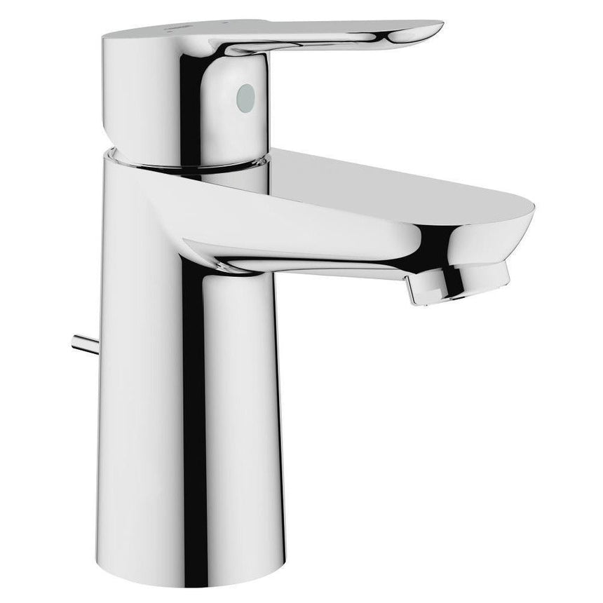 Baterie lavoar inaltime medie Grohe Bauegde, crom, furtune flexibile, set evacuare cu tija