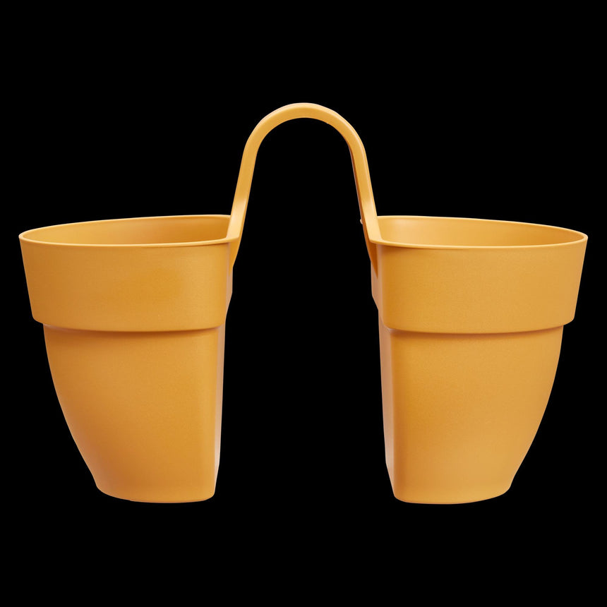 Ghiveci pentru balustrada Vibia Campana flower twin 21 cm, culoare galben