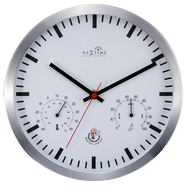 Ceas de perete NeXtime Weatherstation, 25cm, statie meteo, alb