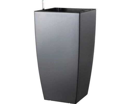Ghiveci Tip Vaza, Lafiora, Plastic, 31x31x57 Cm, Antracit Mat, Inclus Set De Udare A Pamantului Si Indicator Al Nivelului De Apa