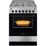 Aragaz Electrolux LKG604001X, Gaz, 4 arzatoare, Autocuratare catalitica, Aprindere electrica plita si cuptor, Grill gaz, Rotisor, 60 cm, Inox antiamprenta