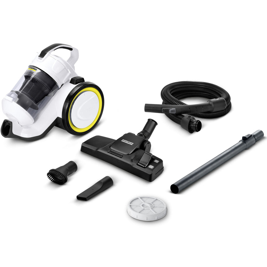 Aspirator fara sac Karcher VC 3, 700 W, recipient 0.9 l, filtru HEPA 13, multiciclon, furtun 1,5 m, 1.198-053.0, Alb/Negru