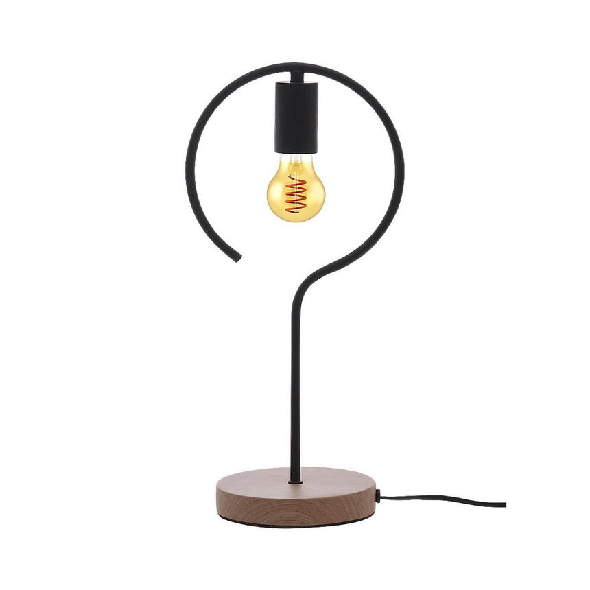 Lampa de masa, Rabalux, Metal\Lemn, Negru\Maro, 42x20 cm