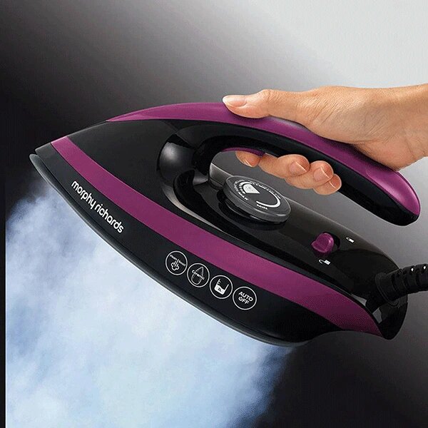 Statie de calcat Morphy Richards Power Speed Steam Pro 332102, 3000W, 7 bar, 1.6 l, Talpa Ceramica, 140g/min, 600 g debit de abur continuu, Mov/Negru