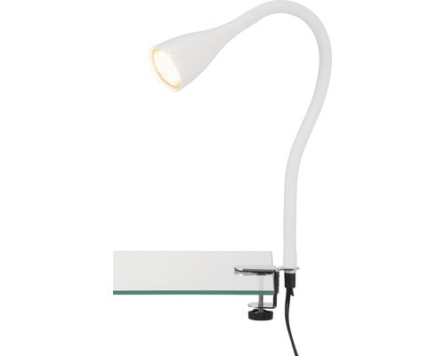 Lamp de birou Briloner Elasti, cu clema de fixare, GU10, 3W, bec LED inclus, Alb, Clasa energetica F