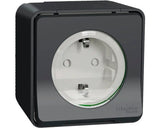 Priza simpla cu impamantare si capac Schneider Mureva, 16A, IP55, antracit