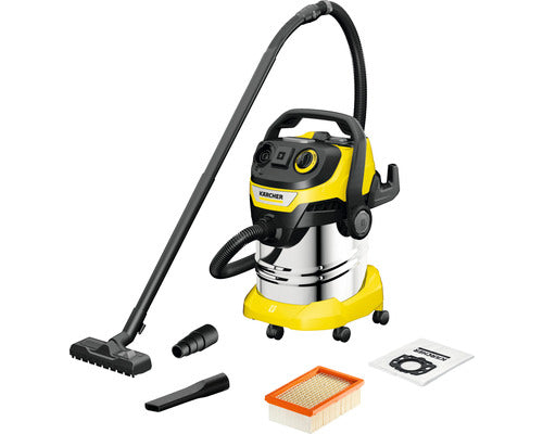 Aspirator multifunctional Karcher WD 5 P S V-25/8/22, 1100 W, aspirare umeda si uscata, 25 l rezervor, furtun 2.2 m, functie de suflare, galben/negru